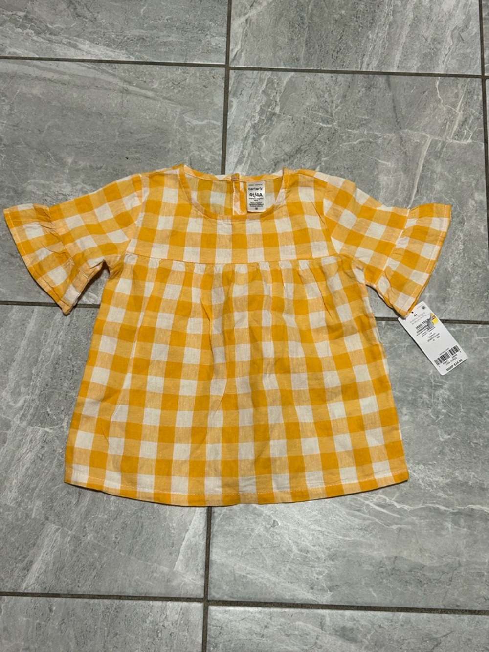 Carters Girls 4T Yellow Gingham Dress Checkered Summer NWT Toddler